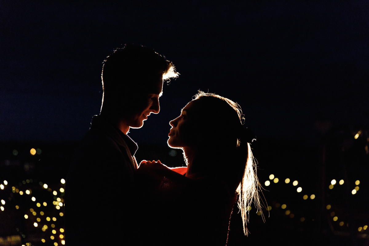 Romantic declaration on Valentine's Day with fireworks in the background