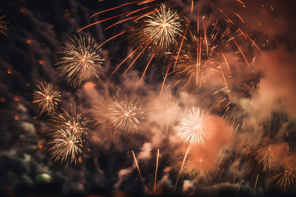 Winter Magic: Santa Claus in the Glow of Fireworks