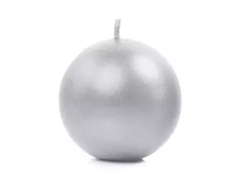 Ball Candle - Metalized - Silver - 8cm - 1 piece