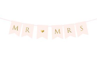 Banner - Mr ♥ Mrs - Light pink - 15 x 85 cm