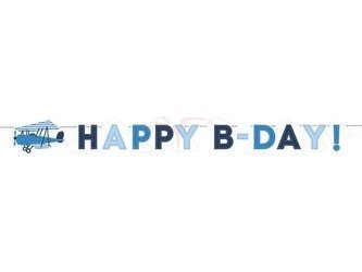 Birthday banner - Airplane - HAPPY B-DAY - 20 x 90 cm