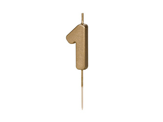 Birthday candle - Number 1 - Gold - 4.5 cm