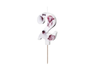 Birthday candle - Number 2 - White with flower petals - 8cm