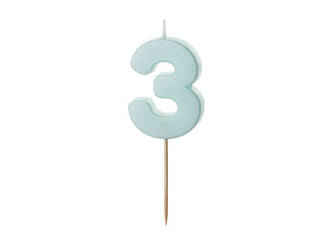 Birthday candle - Number 3 - mint - 5,5cm - 1pc.