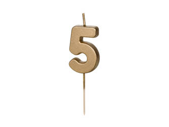 Birthday candle - Number 5 - Gold - 4.5 cm