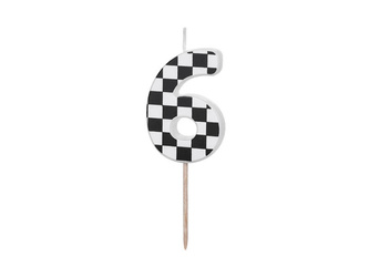 Birthday candle - Number 6 - Checkerboard - 5.5 cm