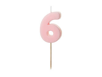 Birthday candle - Number 6 - light pink - 5,5cm - 1pc.