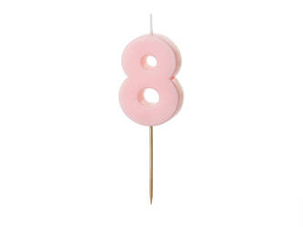 Birthday candle - Number 8 - light pink - 5,5cm - 1pc.