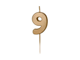 Birthday candle - Number 9 - Gold - 4.5 cm