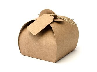 Boxes with hang tags - Kraft - 6 x 6 x 5.5 cm - 10 pieces