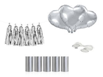 Car decoration - Silver Hearts - Set