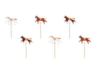 Decorations for muffins - Horses - 13cm - mix - 6 pcs.