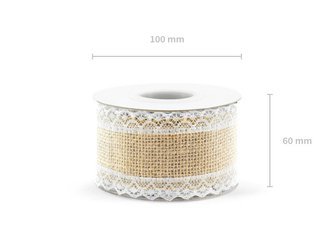 Decorative ribbon - Jute with lace - 5 x 500 cm