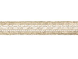 Decorative ribbon - Jute with lace - 5 x 500 cm