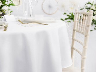 Fabric tablecloth - Round - White - 230 cm