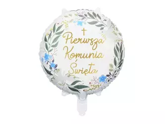 Foil balloon - First Holy Communion - White - 45 cm