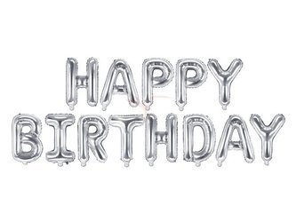 Foil balloon - Happy Birthday - Silver - 340 x 35cm