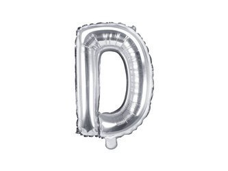 Foil balloon - Letter "D" - Silver - 35 cm