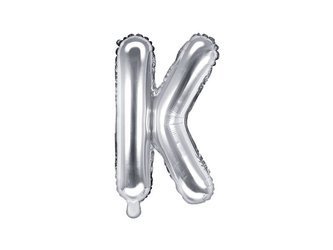 Foil balloon - Letter "K" - Silver - 35 cm