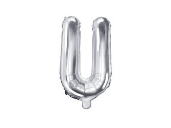 Foil balloon - Letter "U" - Silver - 35 cm