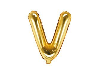 Foil balloon - Letter "V" - Gold - 35 cm