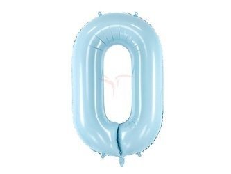 Foil balloon - Number "0" - Light blue - 86cm