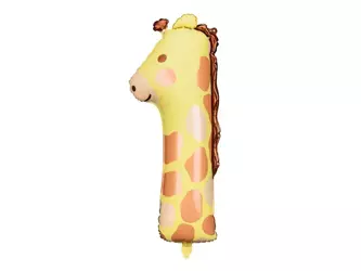 Foil balloon - Number 1 - Giraffe - 42 x 90 cm - 1 pc.