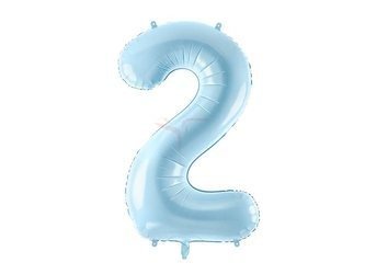 Foil balloon - Number "2" - Light blue - 86cm