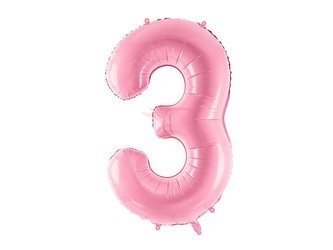 Foil balloon - Number "3" - Pink - 86cm