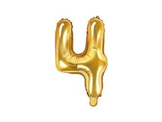 Foil balloon - Number "4" - Gold - 35 cm