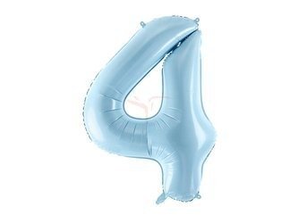 Foil balloon - Number "4" - Light blue - 86cm