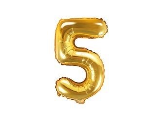 Foil balloon - Number "5" - Gold - 35 cm