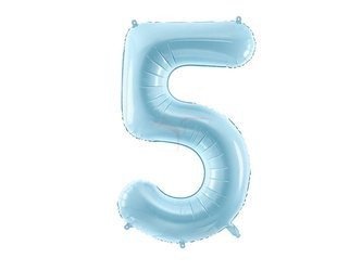 Foil balloon - Number "5" - Light blue - 86cm