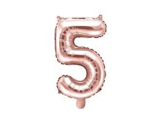 Foil balloon - Number "5" - Pink gold - 35 cm