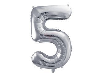 Foil balloon - Number "5" - Silver - 86 cm