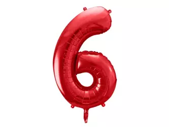 Foil balloon Number "6" Six - 86 cm - red