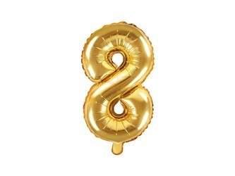 Foil balloon - Number "8" - Gold - 35 cm