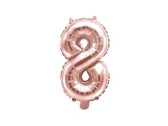 Foil balloon - Number "8" - Pink gold - 35 cm