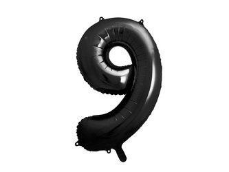 Foil balloon - Number "9" - Black - 86 cm