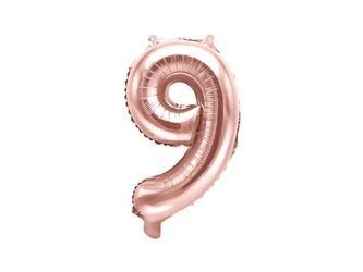 Foil balloon - Number "9" - Pink gold - 35 cm