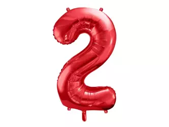 Foil balloon Numeral "2" Two - 86 cm - red