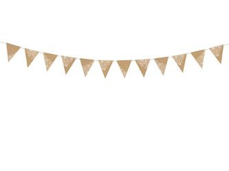 Garland - Flags - Kraft - White patterns - 210 cm