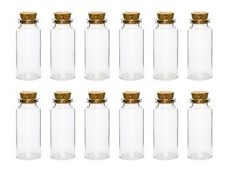 Glass bottles with cork - 7,5 cm - 12 pcs.