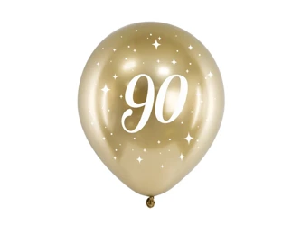 Glossy Balloons 30cm - Birthday - 90 - Gold - 6 pcs