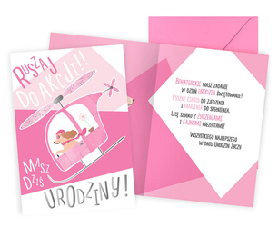 Greeting card - Helicopter - Pink