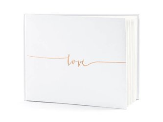 Guest Book - Love - White - Pink Gold - 24 x 18.5 cm - 22 cards