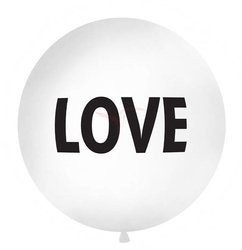 Latex balloon 1m - Round - White - LOVE