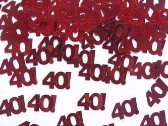 Metalized confetti - Number 40 - Red - 15 g