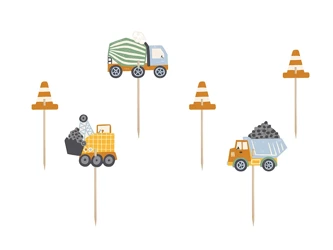 Muffin decorations - Construction vehicles - 4-7 cm - 6 pcs.