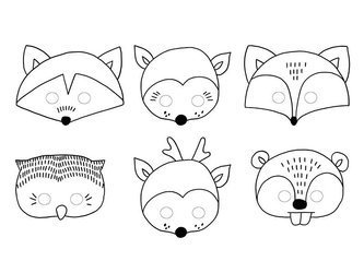 Paper masks - Woodland - Forest animals - 6 pieces